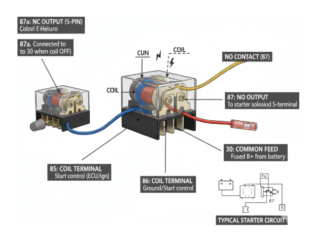 Starter Relay Pinout and Terminal Diagram