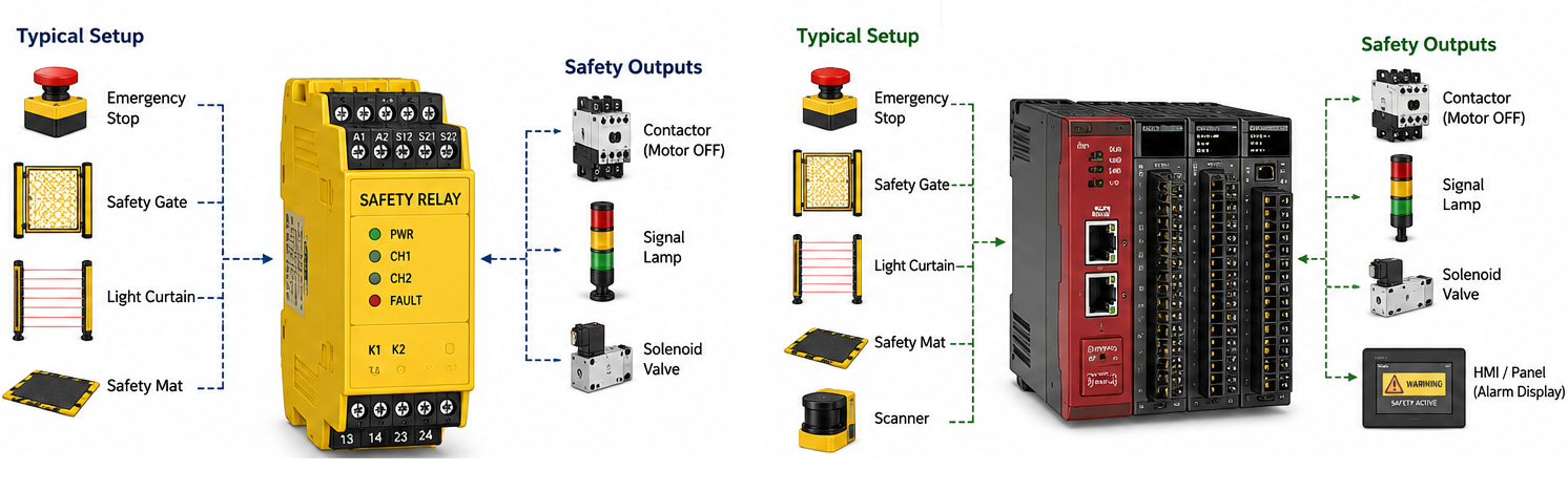 Safety Relay vs Safety PLC